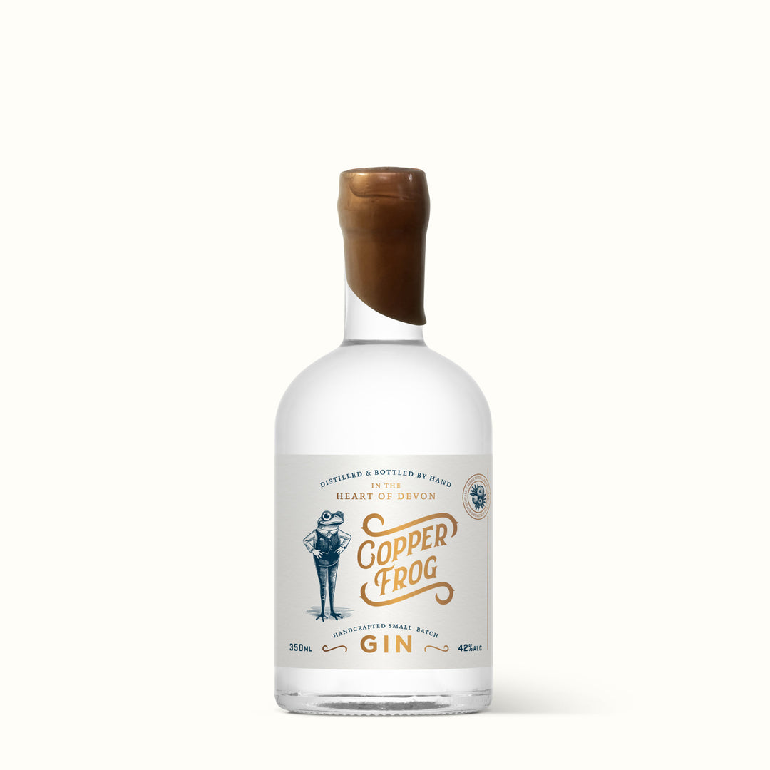 A 350ml bottle Copper Frog Gin by Good Natured Spirits.