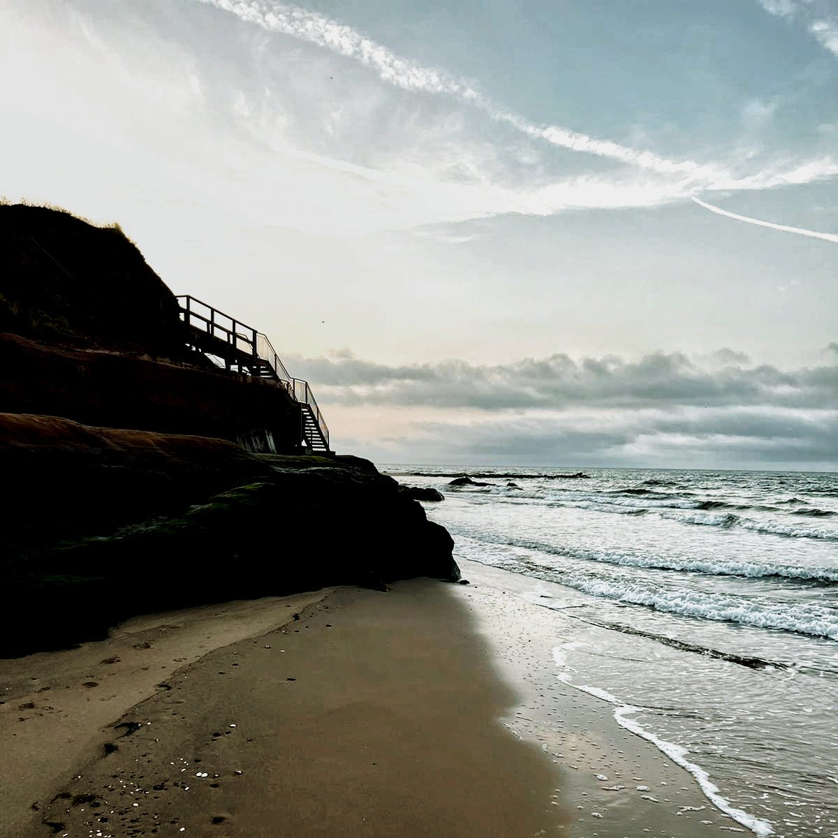 The start of the Jurassic Coast at Exmouth beach, Devon.