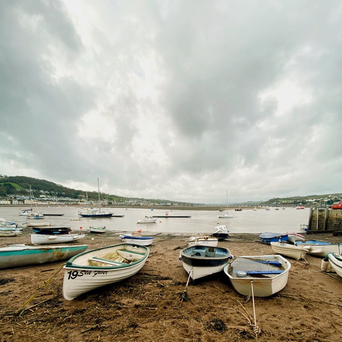 Boats at Exmouth beach, Devon. 